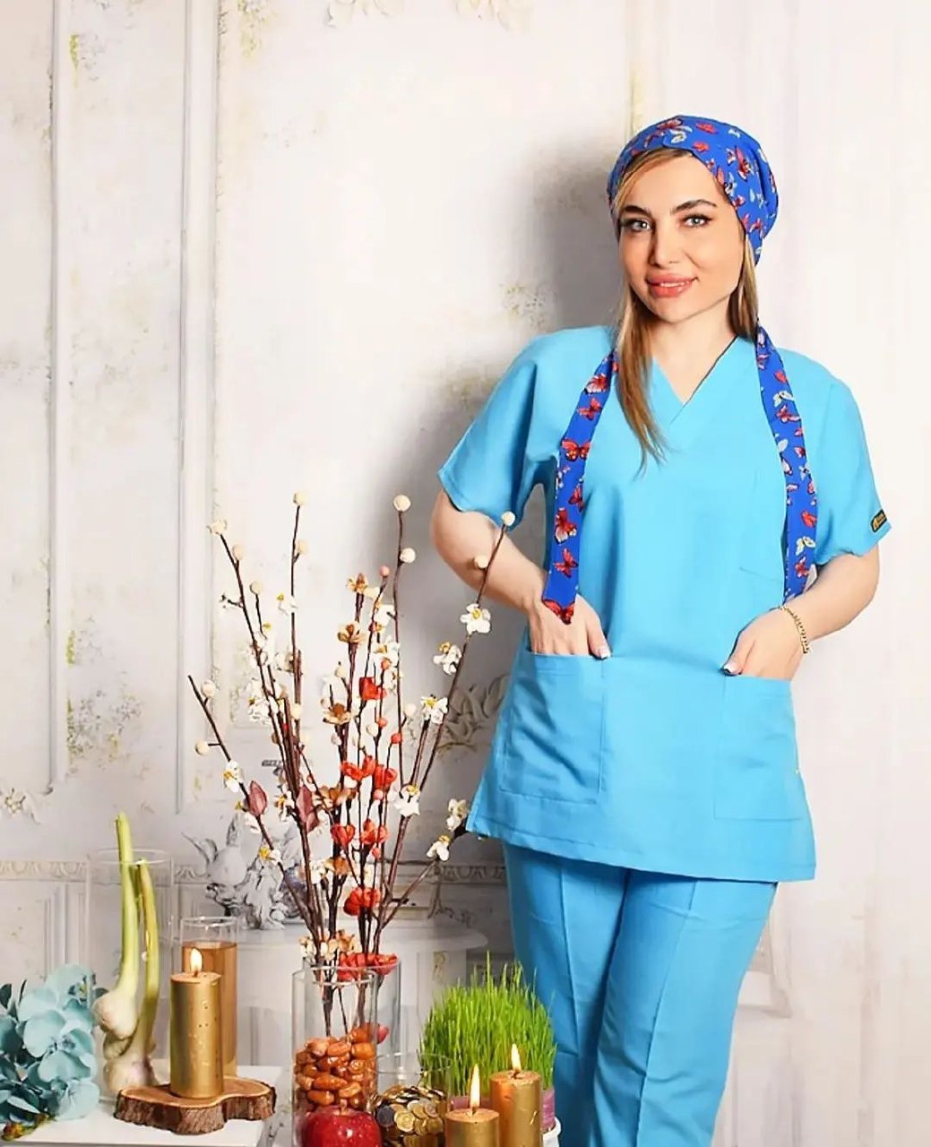 اسکراب شلوار آبی فیروزه ای سیزگی Cizgi Medical