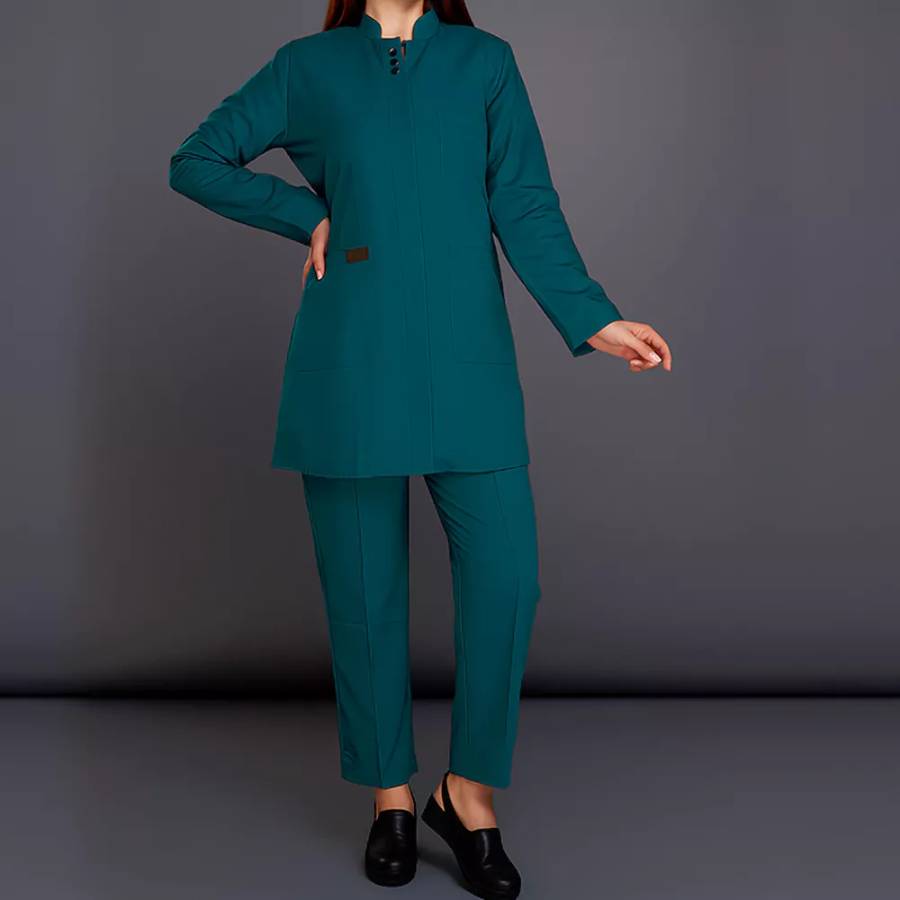 مانتو شلوار اتاق عمل سبز کله‌غازی